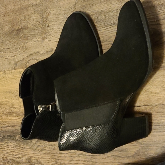 Vionic Shoes - Vionic Anne Suede Ankle Boot with Faux Snakeskin